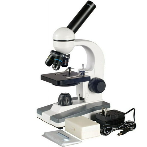 AmScope 40x-1000x Home School Student Compound Microscope with 25 Biology Slide Collection