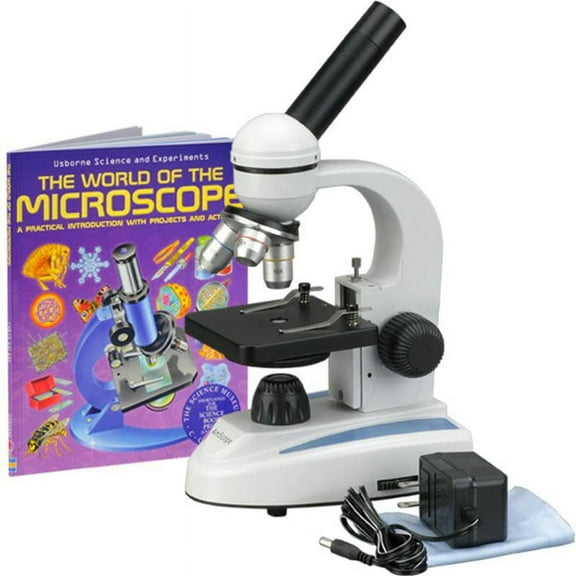 AmScope 40x-1000x Student Compound Microscope with Book