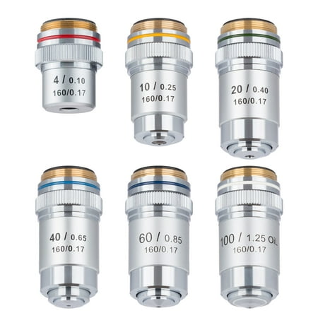 AmScope 4X-100X Six Achromatic Objective Lens Set New