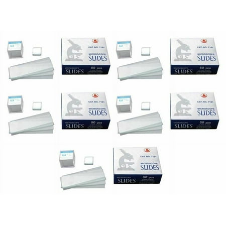 AmScope 5-Pack of 50 Blank Glass Microscope Slides + 5 x 100 Square Coverslips