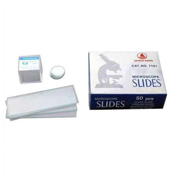 AmScope 50 Blank Microscope Slides & 100 Circular Cover Slips