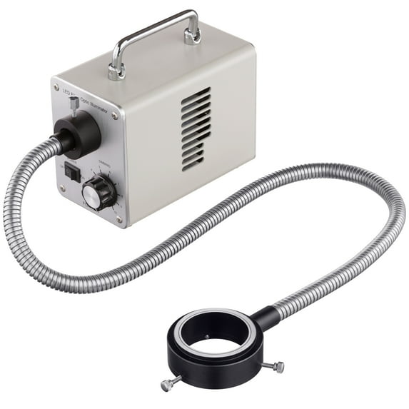 AmScope 50W LED Fiber Optic O-Ring Light Microscope Illuminator New