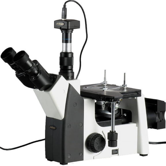 AmScope 50X-1250X Inverted Trinocular Metallurgical Microscope + 18MP Camera New