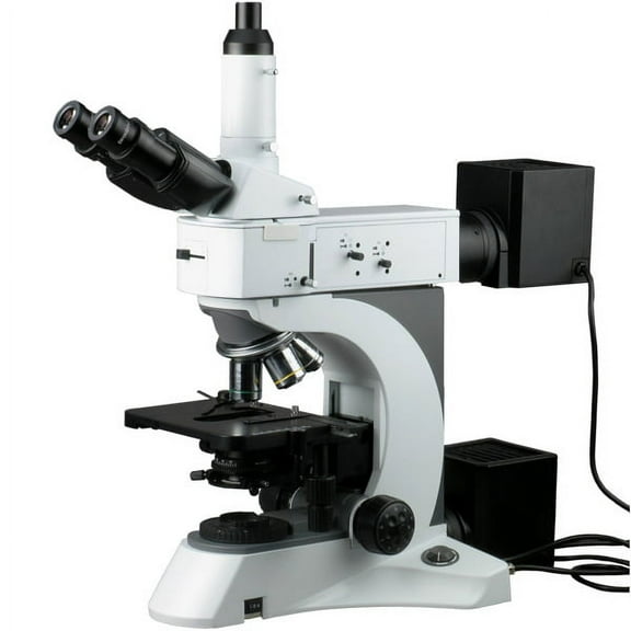 AmScope 50X-2500X Metallurgical Microscope w Darkfield and Polarizing Features New