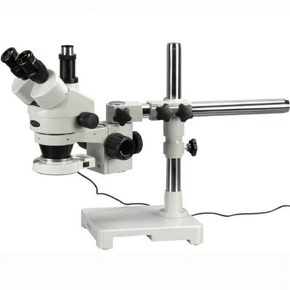 AmScope 7X-45X Boom Stand Trinocular Zoom Stereo Microscope with 54 LED Light