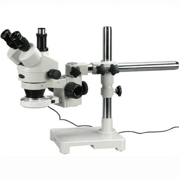 AmScope 7X-45X Boom Stand Trinocular Zoom Stereo Microscope with 54 LED Light