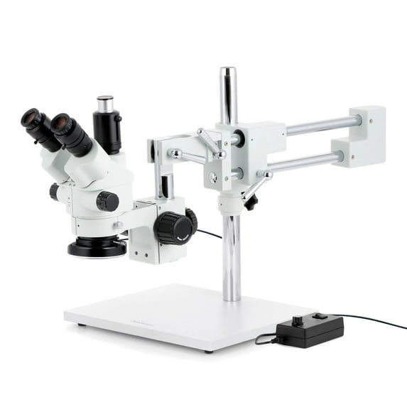 AmScope - 7X-45X Simul-Focal Stereo Zoom Microscope on Boom Stand with 144 LED Ring Light - SM-4NTP-144