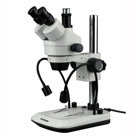 AmScope 7X-45X Stereo Microscope With Built In Dual LED Gooseneck New