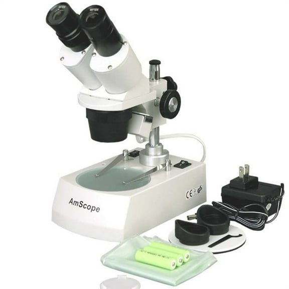 AmScope Cordless LED Stereo Microscope 20X-40X-80X