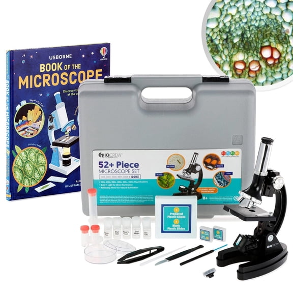AmScope-Kids 120X-240X-300X-480X-600X-1200X Starter Kit Metal Arm Children Biological Microscope Kit + Microscope Book New
