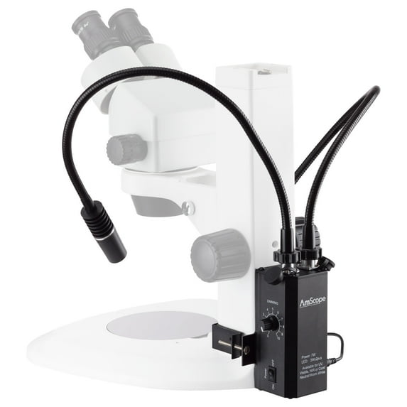 AmScope LED-6WA 6 Watt LED Dual Gooseneck Piggyback Illuminator