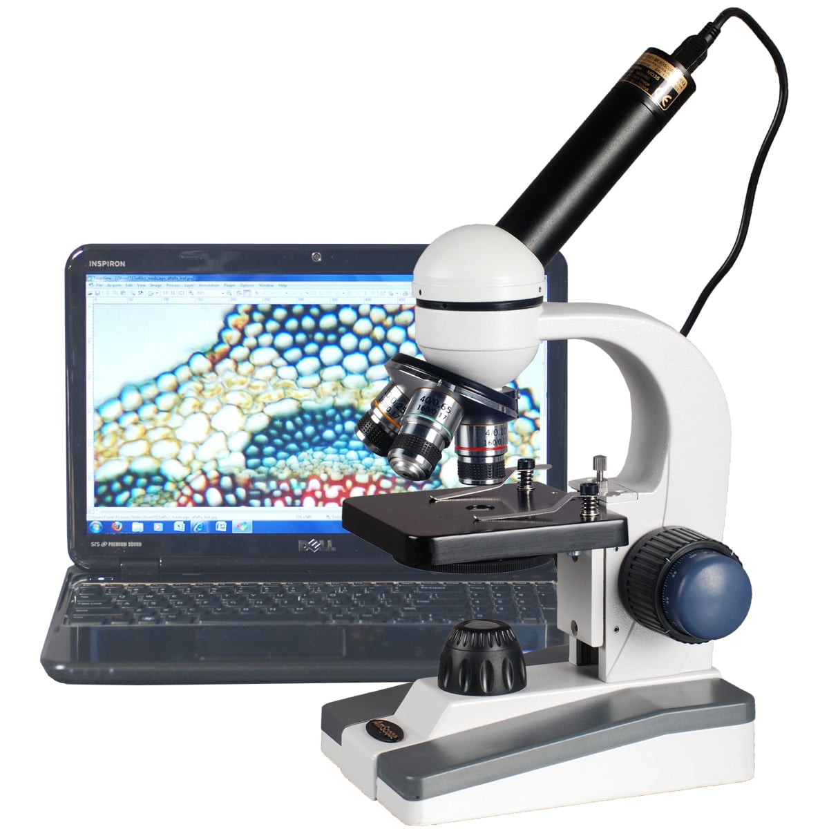 amscope 40x-1000x led coarse & fine focus science student microscope ...