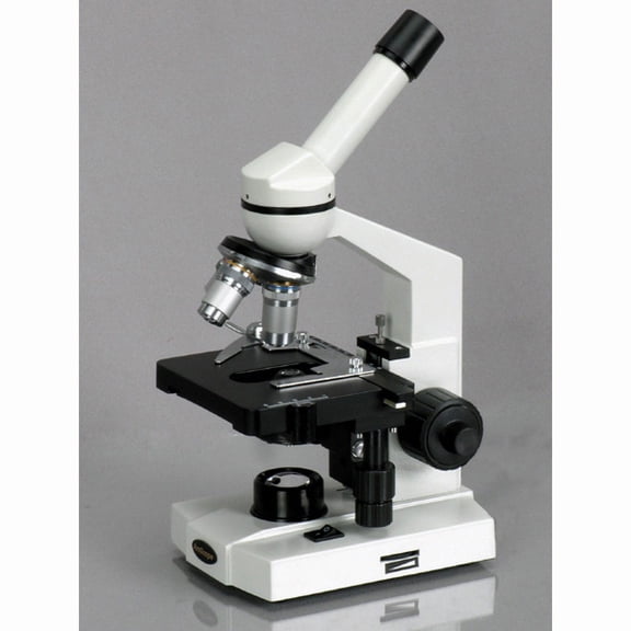 AmScope M220C Monocular Compound Microscope, WF10x and WF25x Eyepieces, 40x-1000x Magnification, Tungsten Illumination,