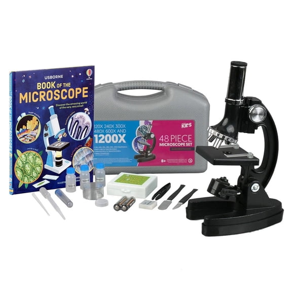 AmScope M30-ABS-KT1-WM 300X-600X-1200X Educational Metal Arm Beginner Compound Microscope Kit