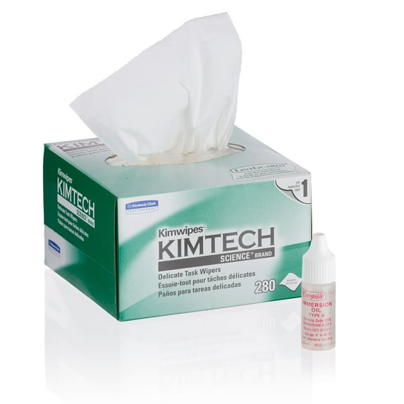 AmScope Microscope Maintenance Kit - Ultra-low Viscosity Immersion Oil and Kimwipes Wipers New