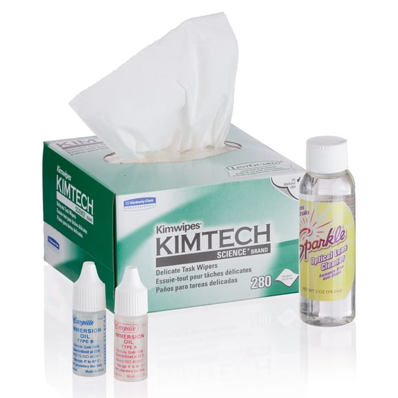 AmScope Microscope Operation & Maintenance Kit - Immersion Oil, Wipers & Optical Lens Cleaner New
