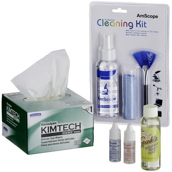 AmScope Microscope Operation and Maintenance Kit - Immersion Oil & Cleaning Package