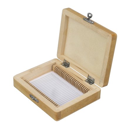 AmScope Microscope Slide Wooden Box Holding 25 Piece Slides New