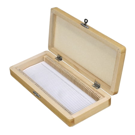 AmScope Microscope Slide Wooden Box Holding 50 Piece Slides New