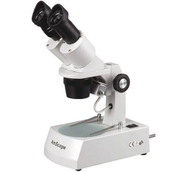 AmScope SE305R-AX Forward-Mounted Binocular Stereo Microscope, WF5x and WF10x Eyepieces, 5X/10X/15X/30X Magnification, 1