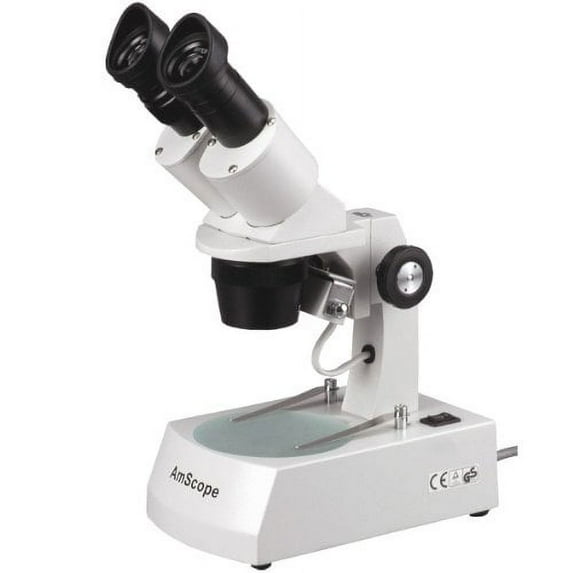 AmScope SE305R-AZ Forward-Mounted Binocular Stereo Microscope, WF10x and WF20x Eyepieces, 10X/20X/30X/60X Magnification,