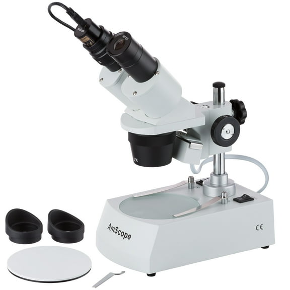AmScope SE306R-P-E 20X-40X Stereo Two Light Microscope With Usb Camera