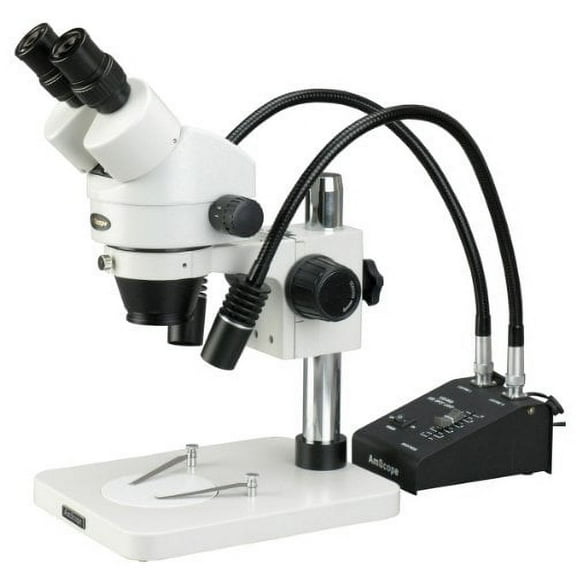 AmScope SM-1BS-L6W Professional Binocular Stereo Zoom Microscope, WH10x Eyepieces, 7X-45X Magnification, 0.7X-4.5X Zoom