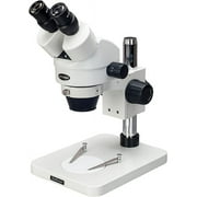 AmScope SM-1BSZ Professional Binocular Stereo Zoom Microscope, WH10x Eyepieces, 3.5x-90x Magnification, 0.7X-4.5X Zoom Objective, Ambient Lighting, Pillar Stand, Includes 0.5x and 2.0x Barlow Lenses