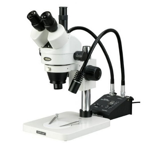 AmScope SM-1TSW2-L6W Professional Trinocular Stereo Zoom Microscope, WH10x and WH25x Eyepieces, 3.5X-225X Magnification,