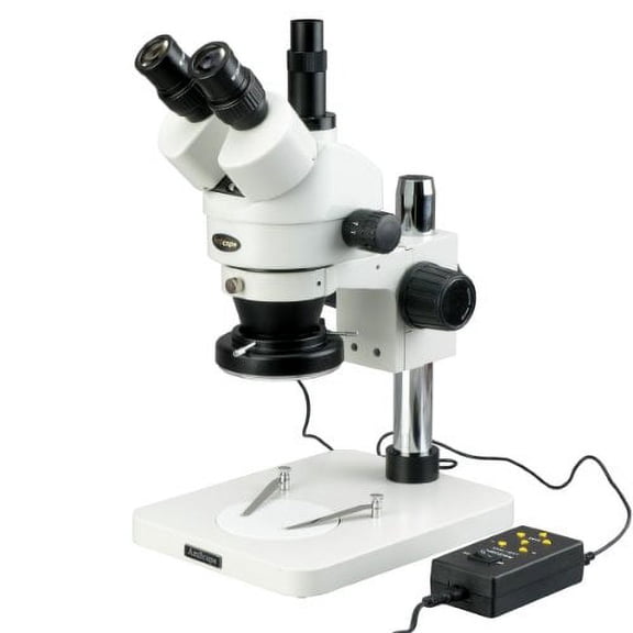 AmScope SM-1TSZ-144A Professional Trinocular Stereo Zoom Microscope, WH10x Eyepieces, 3.5X-90X Magnification, 0.7X-4.5X