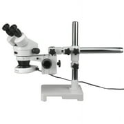 AmScope SM-3BZ-80S Binocular Stereo Microscope, WF10x Eyepieces, 3.5X-90X Magnification, 0.7X-4.5X Objective Power, 0.5X and 2.0X Barlow Lenses, 80-Bulb Ring-Style LED Light Source, Single-Arm Boom
