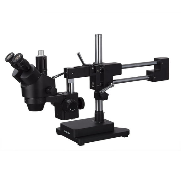 AmScope SM-4TZ-B 3.5X-90X Simul-Focal Trinocular Stereo Zoom Microscope with Double Arm Boom Stand