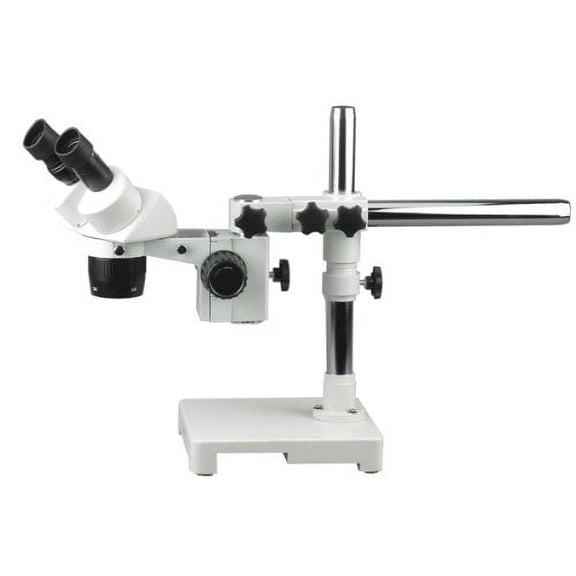AmScope SW-3B24X Binocular Stereo Microscope, WH10x Eyepieces, 10X/20X/40X Magnification, 2X/4X Objective, Single-Arm Bo