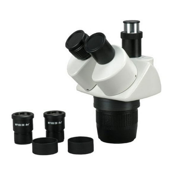 AmScope SW13TZ Trinocular Stereo Microscope Head, WH10x Eyepieces, 10X/20X/30X/60X Magnification, 1X/3X Objective, Inclu