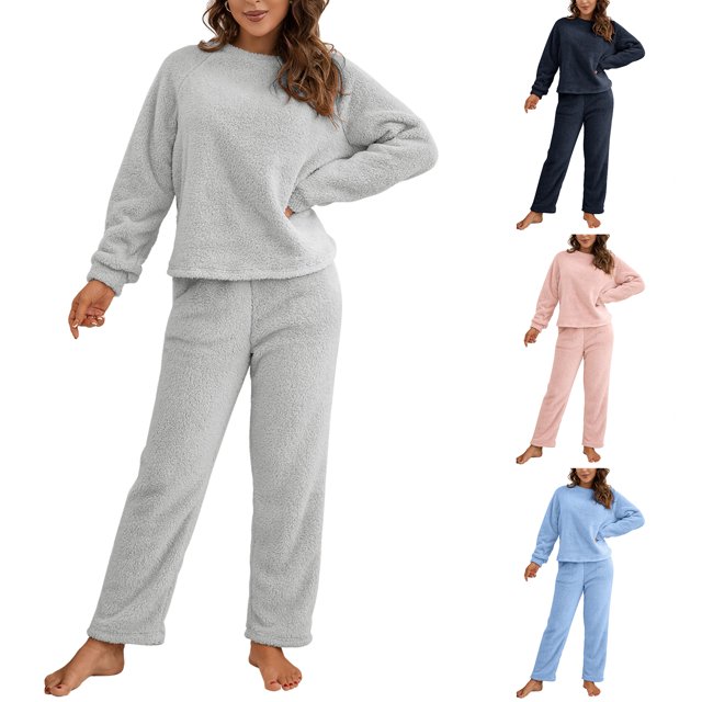 AmShibel 2 Piece Outfits Women's Fleece Sherpa Lined Sweatsuits Long