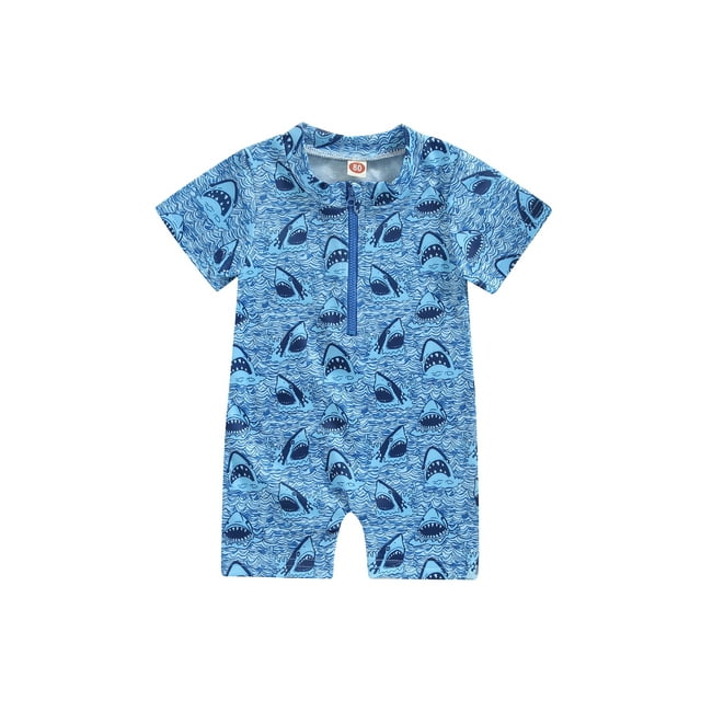 AmShibel Baby Boy One Piece Swimsuit Zip Up Sunsuit Rash Guard Sun