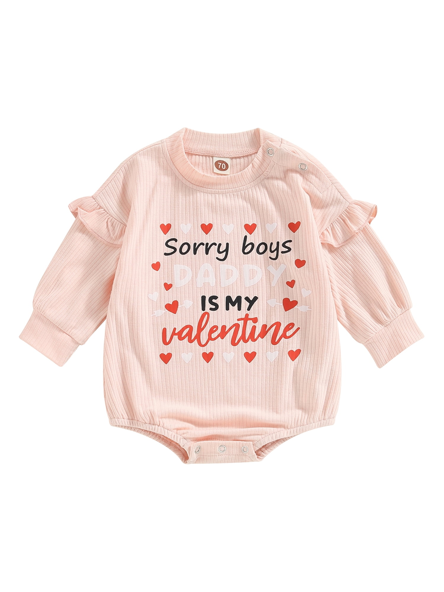 Best Deal for Newborn Baby Girl Valentines Outfits Heart Jumpsuit Long