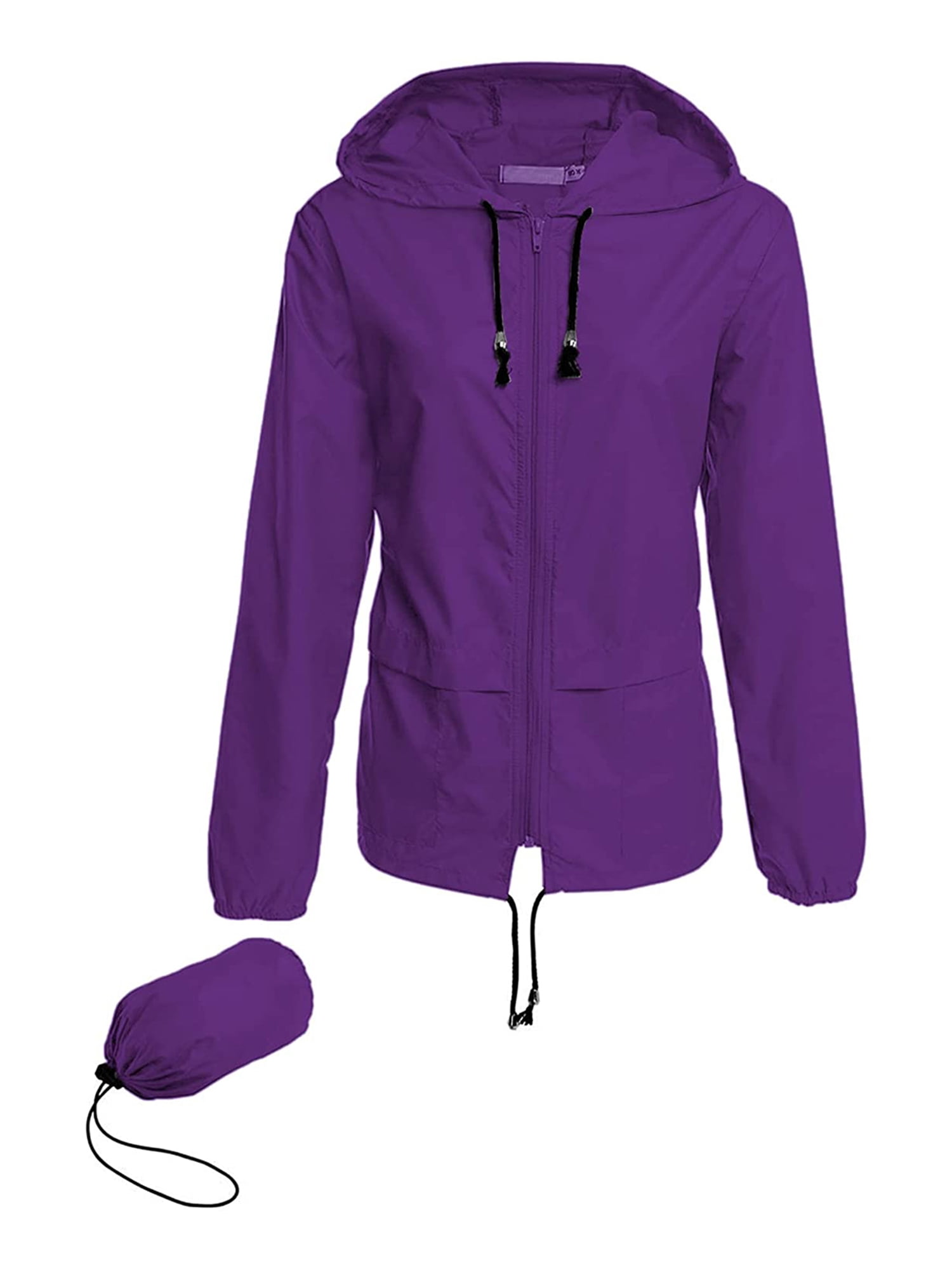 AmShibel Women Lightweight Waterproof Rain Jackets, Solid Color Zipper