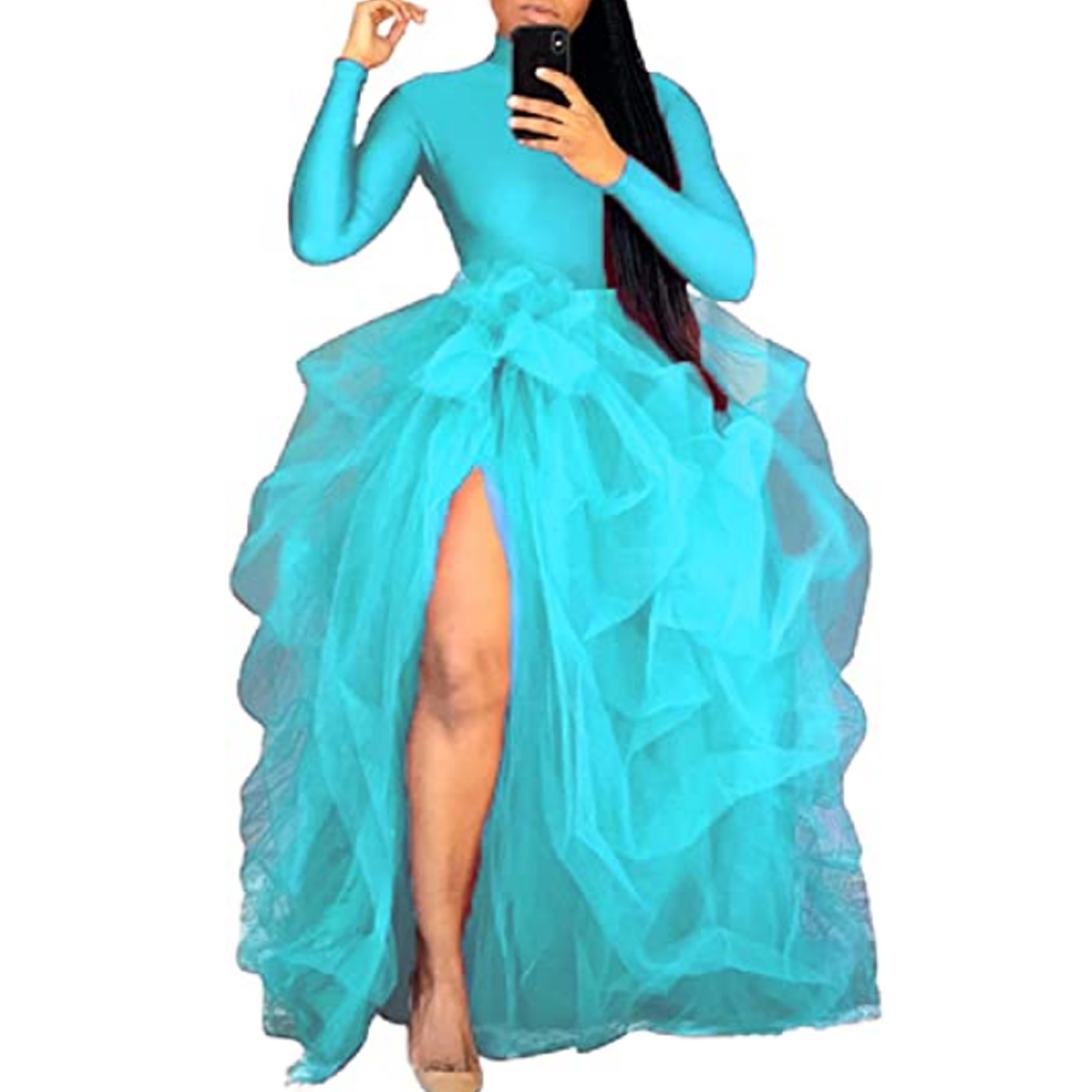 Women's Long Maxi Tulle Skirt - Tiered Layered Floor Length Tutu For Wedding, Prom, Party (Multi-Color Options) - View #6