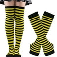 thumbnail image 1 of AmShibel Women's Halloween Christmas Socks Striped Knitted Knee High Socks Long Arm Warmer Fingerless Gloves Set, 1 of 3