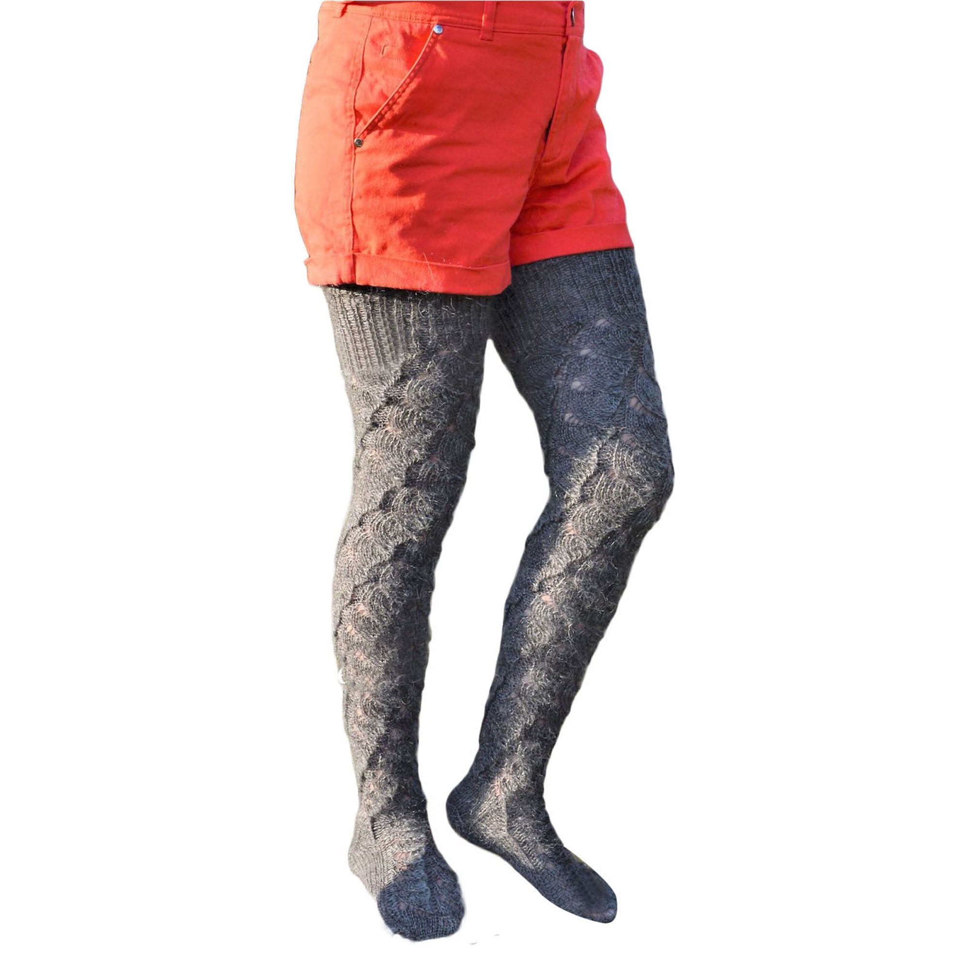 AmShibel Women's Winter Thigh High Socks, Solid Color Knit Stockings