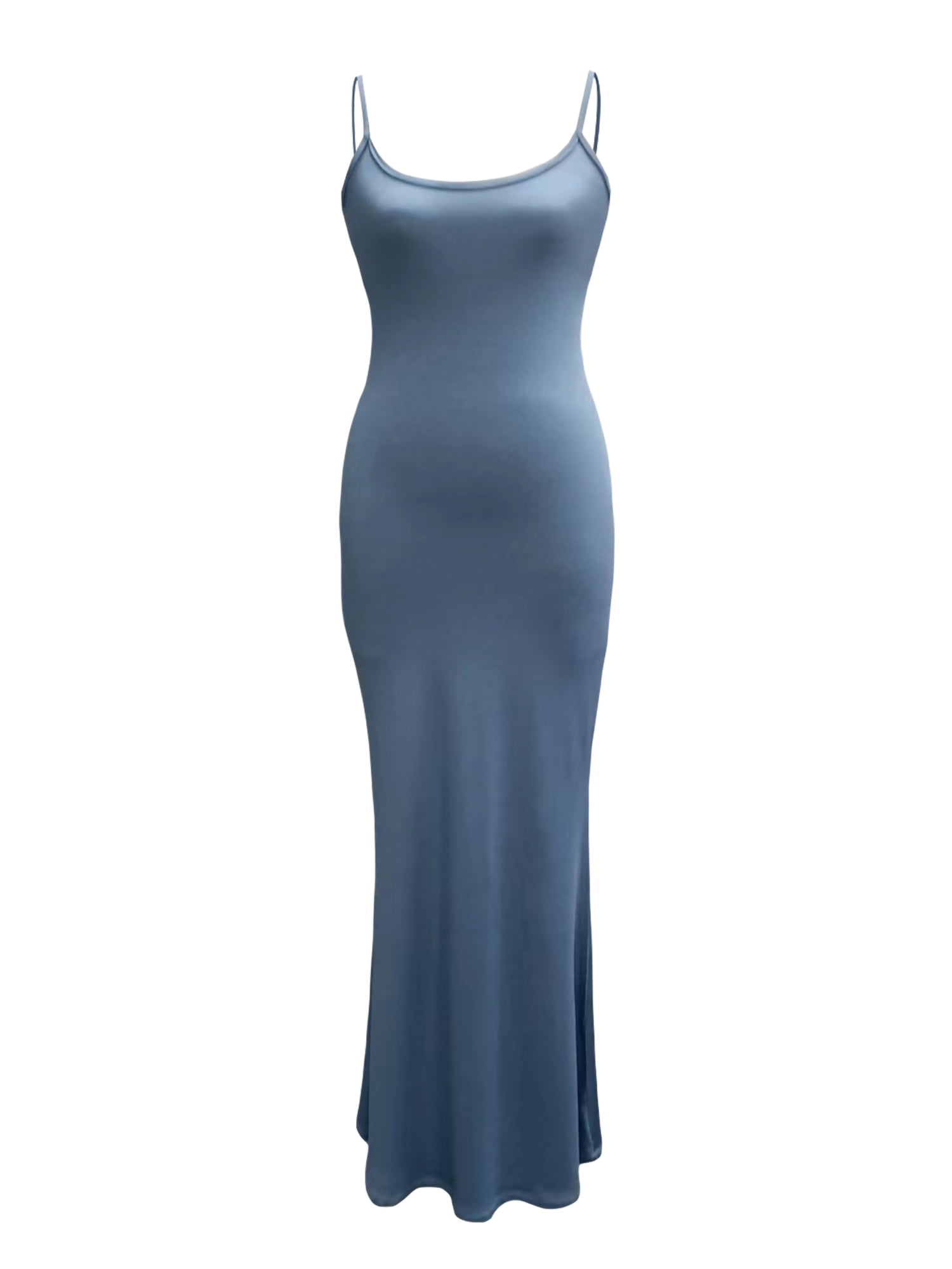 Women's Ruffle Cami Bodycon Dress | Spaghetti Strap, Asymmetrical Hem Y2K Midi Dress
