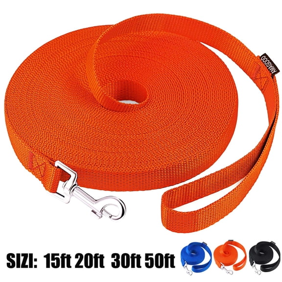 AmaGood Dog/Puppy Obedience Recall Training Agility Lead-15 ft 20 ft 30 ft 50 ft Long Leash-for Dog Training,Recall,Play,Safety,Camping(20 feet, Orange)