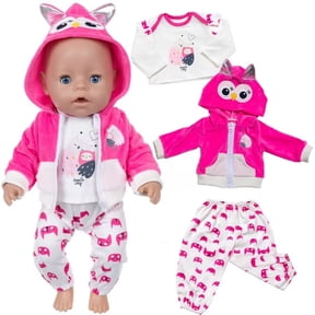 AmaMary 16-18 inch Reborn Baby Doll Clothes – Chic Magenta Owl Outfit for Fashionable Doll Dressing (Doll Excluded)