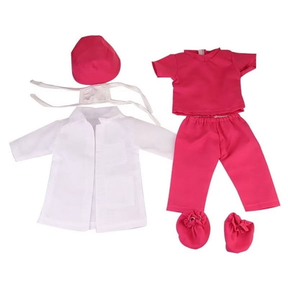 AmaMary 18-Inch Doll Doctor Costume Set with White Coat, Scrubs, Socks, Hat & Mask
