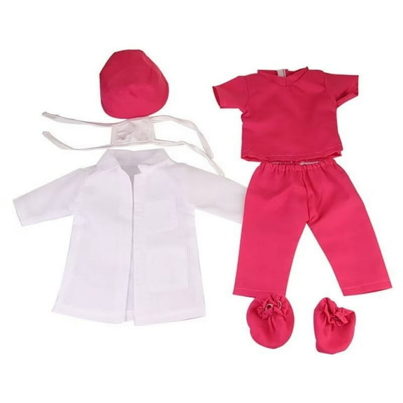 Babysbule 18" Doll Doctor Costume Fits American Dolls Nurse Medical Set Includes White Coat, Scrubs, Socks, Hat and Mask.