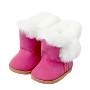 AmaMary 18" Doll Winter Plush Shoes American Doll Accessories Winter White Plush Snow Boots