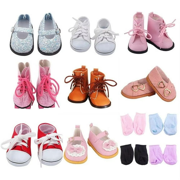 Babysbule 18 Inch Doll Shoes & Accessories, 6 Pairs Shoes & 3 Pairs Socks, Random Color