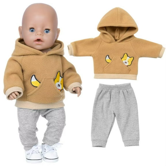 AmaMary 18 inch Doll Outfit – Yellow Puppy Hoodie & Pants, Fun & Durable Clothing Set