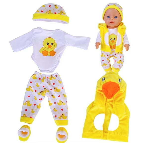 AmaMary Doll Clothes Yellow Duck Outfit Reborn Doll 16-18 inch
